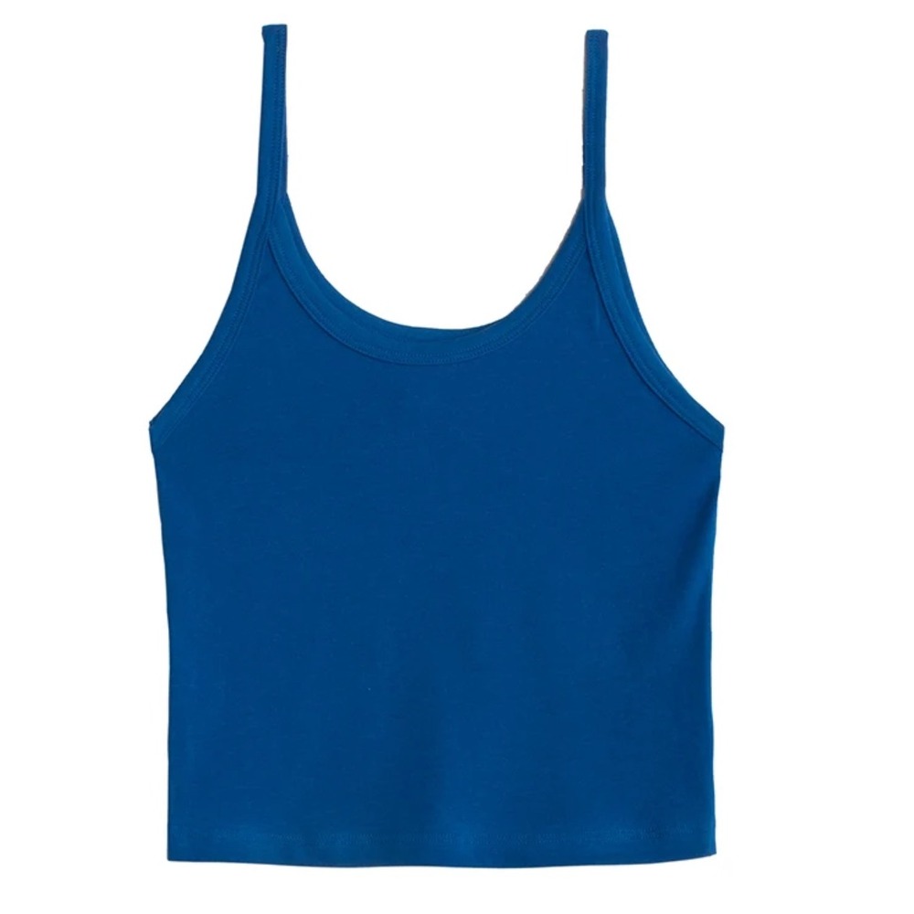 ARQ Crop Tank Top Womens XS Cobalt Blue Organic Cotton Scoop Neck Camisole